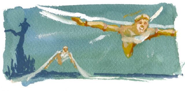Icarus and Dadeleus fleeing prison