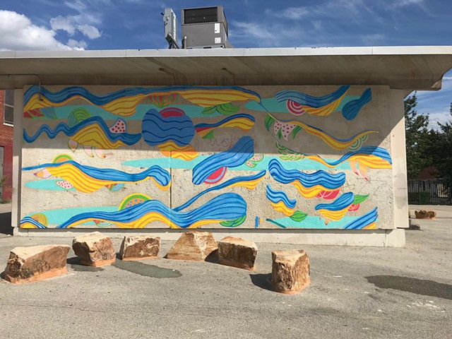 Exterior mural at public school, Philadelphia, PA 