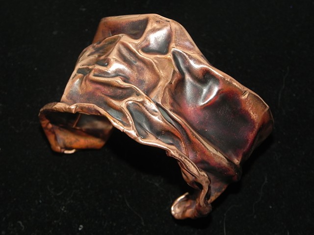 Fold formed Copper, heat patinated.