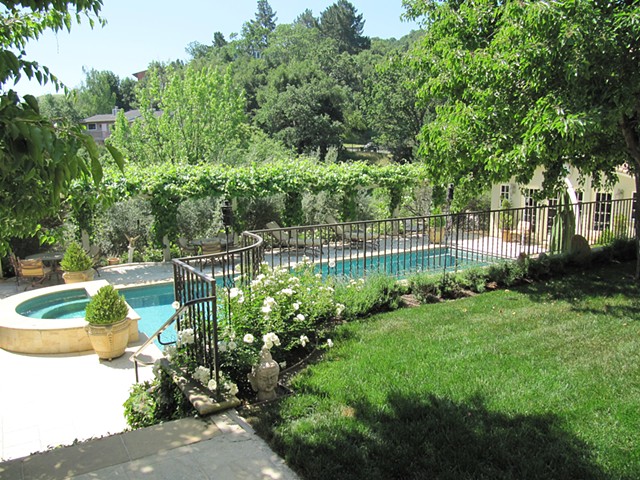 Steps to pool and guest house