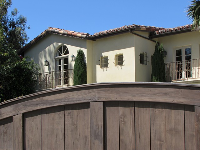 Balconies at southern end of house