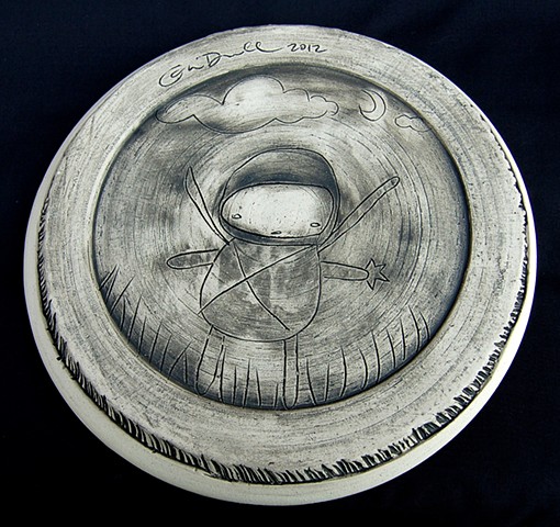 Ninja on Succa 10" thrown plate (bottom detail)