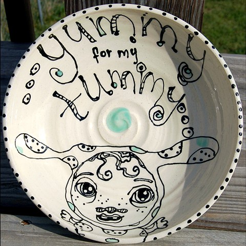clay, ceramics, plate, wheel thrown, creatures, hand made, hand carved, hand drawn