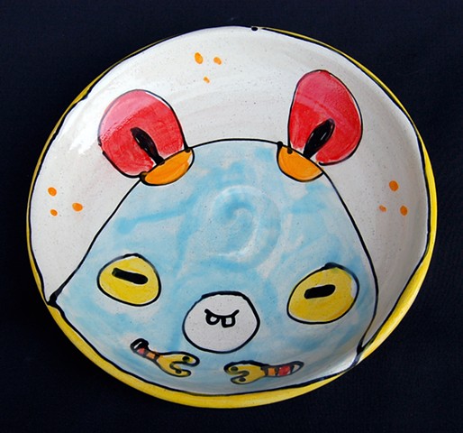 clay, ceramics, plate, wheel thrown, creatures, hand made, hand carved, hand drawn