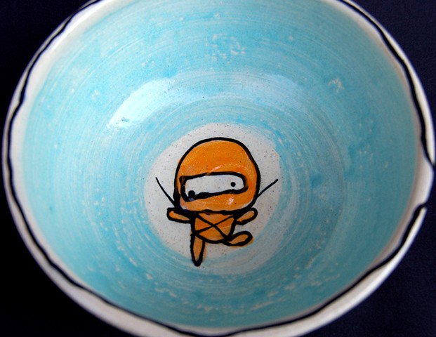  Ninja Party Thrown Bowl (inside detail)