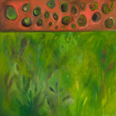 Seed pod disco, oil and charcoal on canvas by Morgan Johnson Norwood