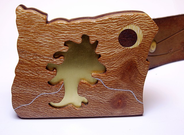 Wooden Belt Buckle From Recycled Materials