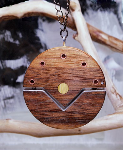 Round Wooden Pendant from Reclaimed Materials