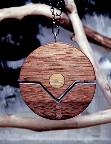 Round Wooden Pendant from Reclaimed Materials
