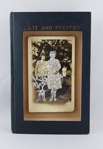 "Kudzu Sister", by Lesley Patterson-Marx: found book, found photograph, plant imagery, kudzu