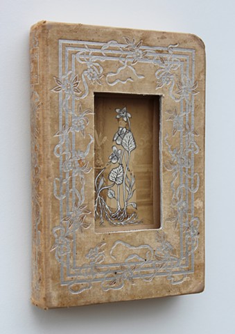found book sculpture, drawing on found photograph