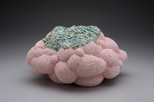pink bubble cloud with turquoise crust