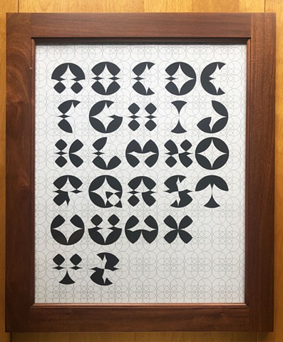 An alphabet I design based on overlapping circles, presented as a sampler