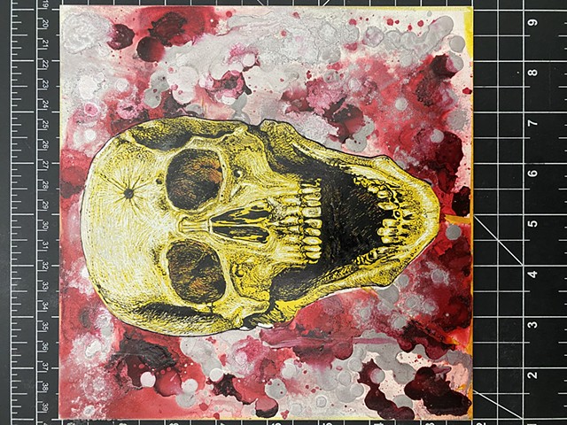 Skull on Clay Board