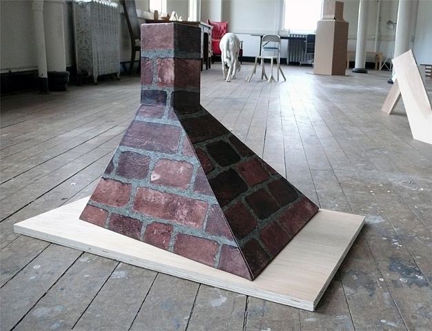 Cardboard and wallpaper mock up of Bricks