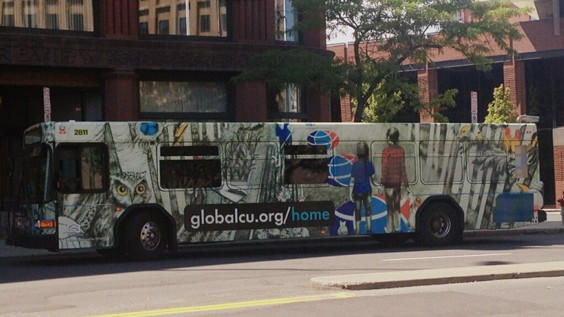 Final bus wrap for Global Credit Union