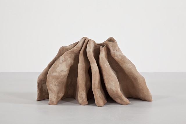 Clay sculpture by Paul March entitled Regeneration Project (The So Called Love Like Anthrax Initiative), resembling folded wall