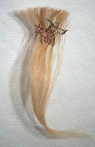 hair sculpture, stitched endangered bee