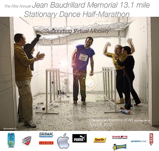 The First Annual Jean Baudrillard Memorial 13.1 Mile Stationary Dance Half Marathon (Promotional Poster)