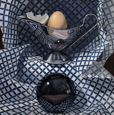 Still life, realist, realism, oil painting, classical, egg 