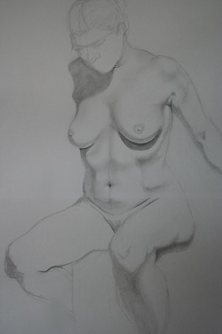 Drawing of seated female - nude