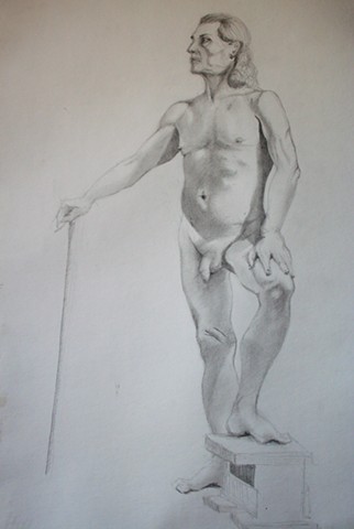 Drawing of male standing - nude