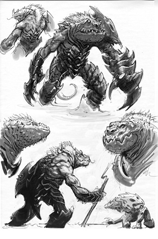 Lizard Monster Concept sketches B