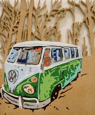vw camper van art