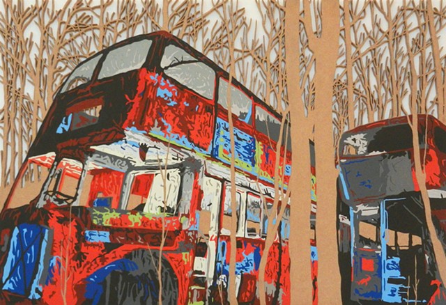 red buses cut out mdf matthew spencer