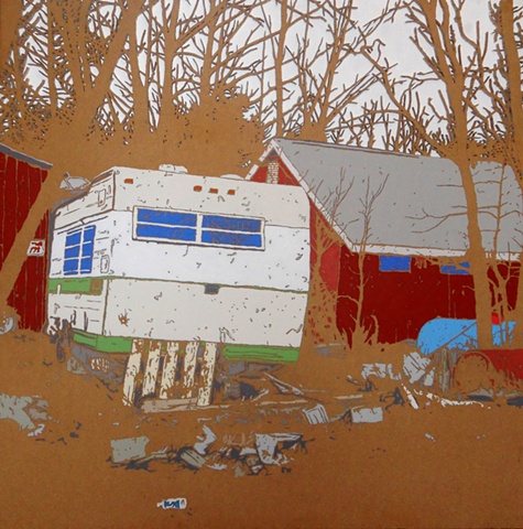 Matthew Spencer Caravan in forest painting art artist