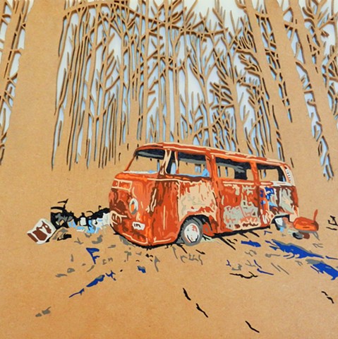 VW camper van matthew spencer art urban painting
