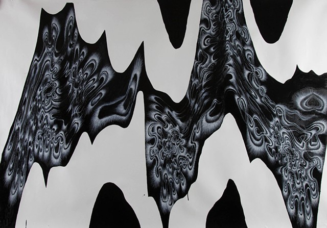 Large scale abstract ink drawings
