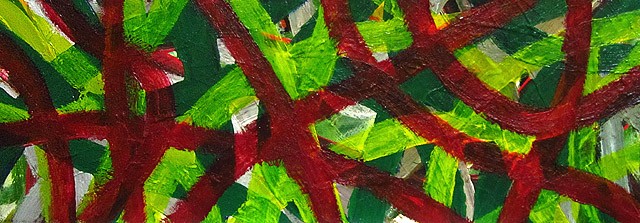 long green and red painting