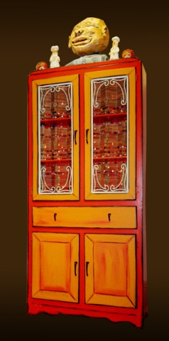 Orange Lighted Cabinet