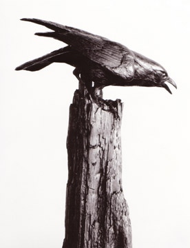 Michelle Post, art, bronze, crow, On Guard, raven
