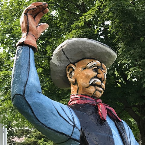 Cowboy, bucking bronco, outdoor sculpture, buckaroo, rodeo