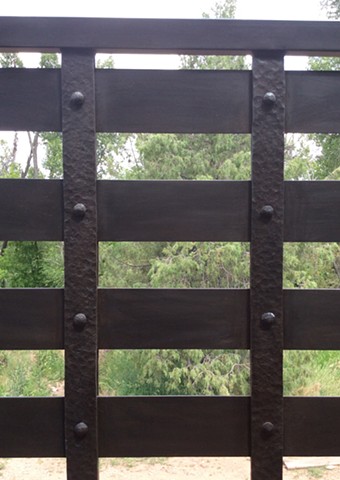 Forged/ fabricated custom metal railing horizontal slats