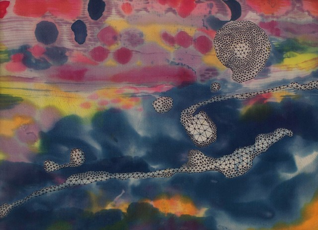 Murmuration works on silk 