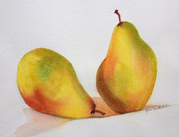 Pears in watercolor