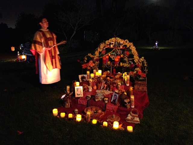 "Bailando con el Diablo" Dia de los Muertos Altar- Cemetery Scene