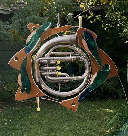 French horn sculpture