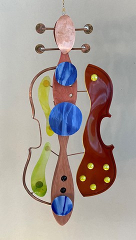 Hanging violin sculpture 