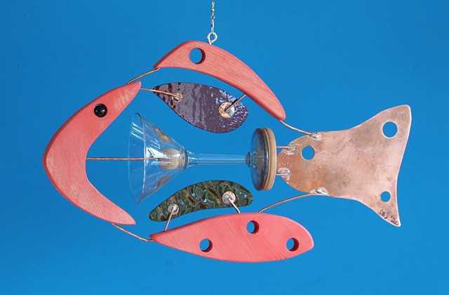 Martini Fish Hanging Sculpture. 