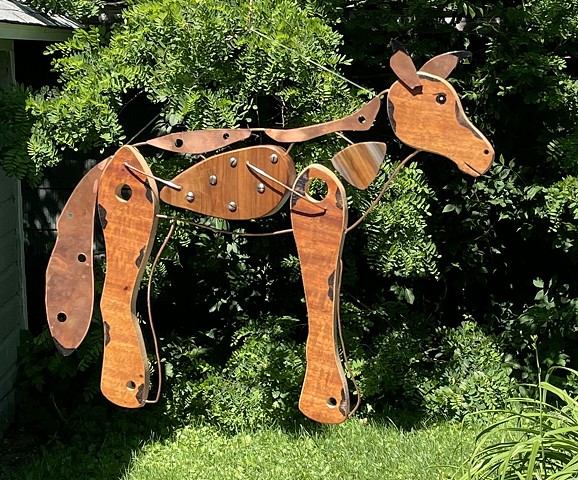 Hanging horse sculpture. 