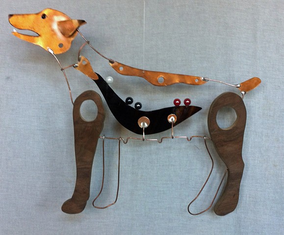 Doberman Pincher Sculpture, Hanging Dog Sculpture. 