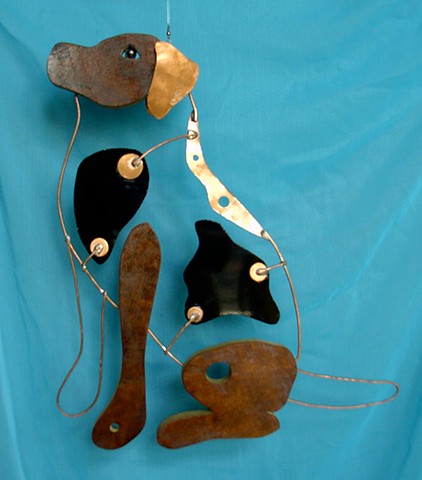 Hanging Dog Sculpture, Black Lab Sculpture. 