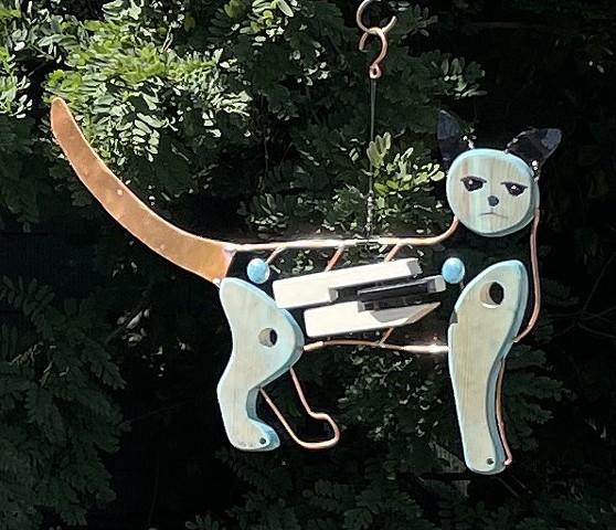 Hanging Cat Sculpture. 