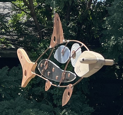 Bonnet Shark hanging sculpture. 