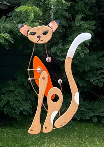 Hanging Cat Sculpture.