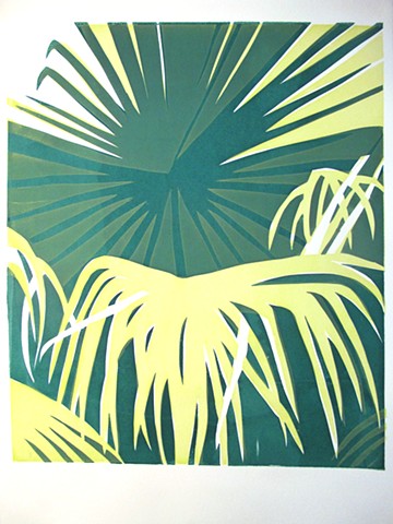 silkscreen, screen print, california fan palm